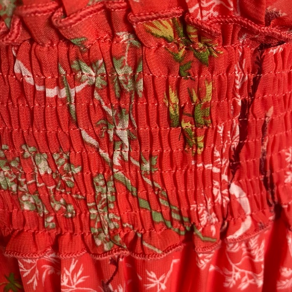 Kate.Lily Orange v-neck Tiered ruffled Summer Tropical maxi dress. Sz14 - Picture 10 of 16